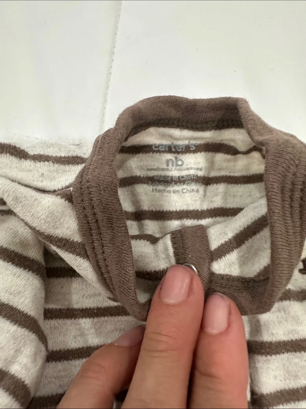 Carter's Brown & Cream Striped Monkey Footed One-Piece
